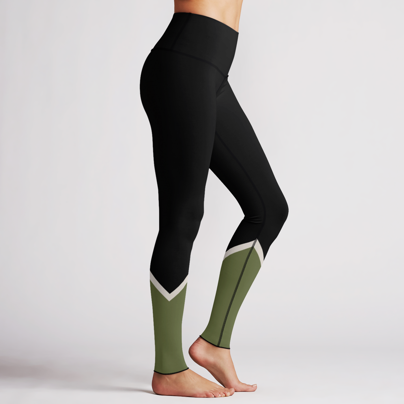 Olive Tricolor Geometric Legging – BeMOVIDA
