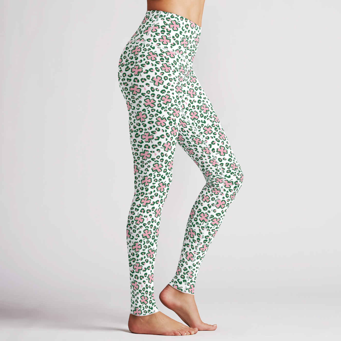 Pink and Green Leopard Clovers Legging